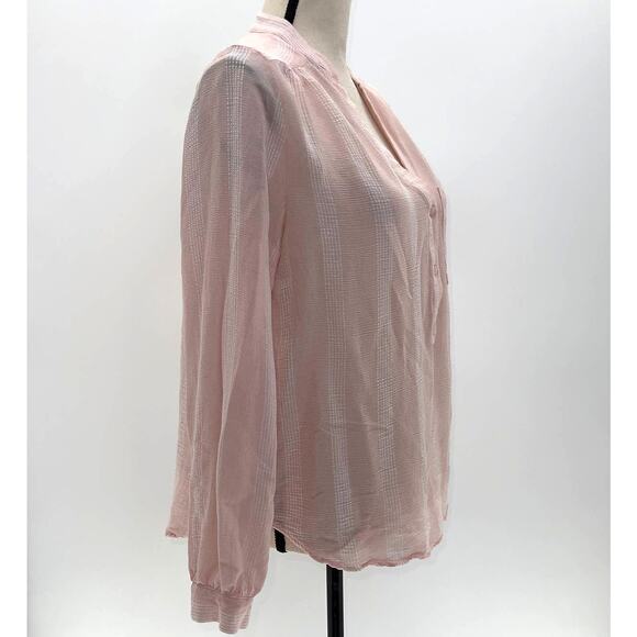 H&M Light Pink Sheer with white stripes long sleeve tunic Size 6 - Picture 3 of 12